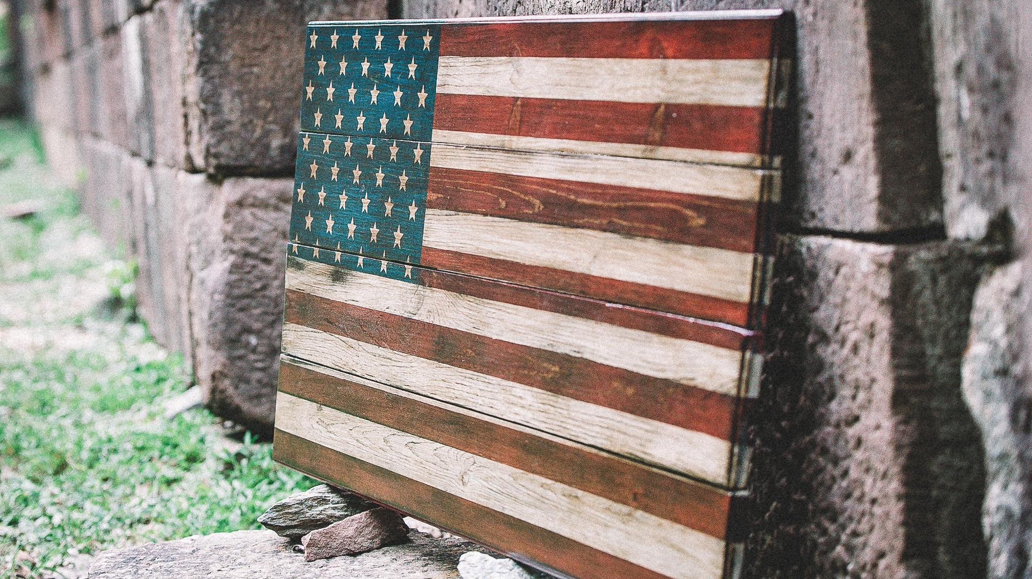 Vetcrafted Wooden American Flags