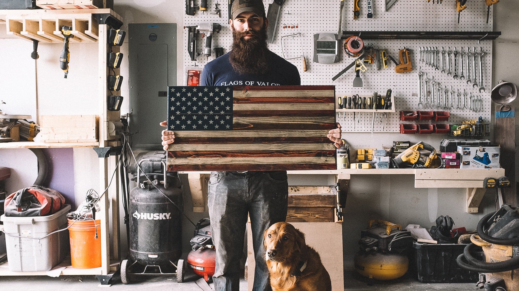 Flags Of Valor - Combat Veteran Made Wooden American Flag - Made in USA