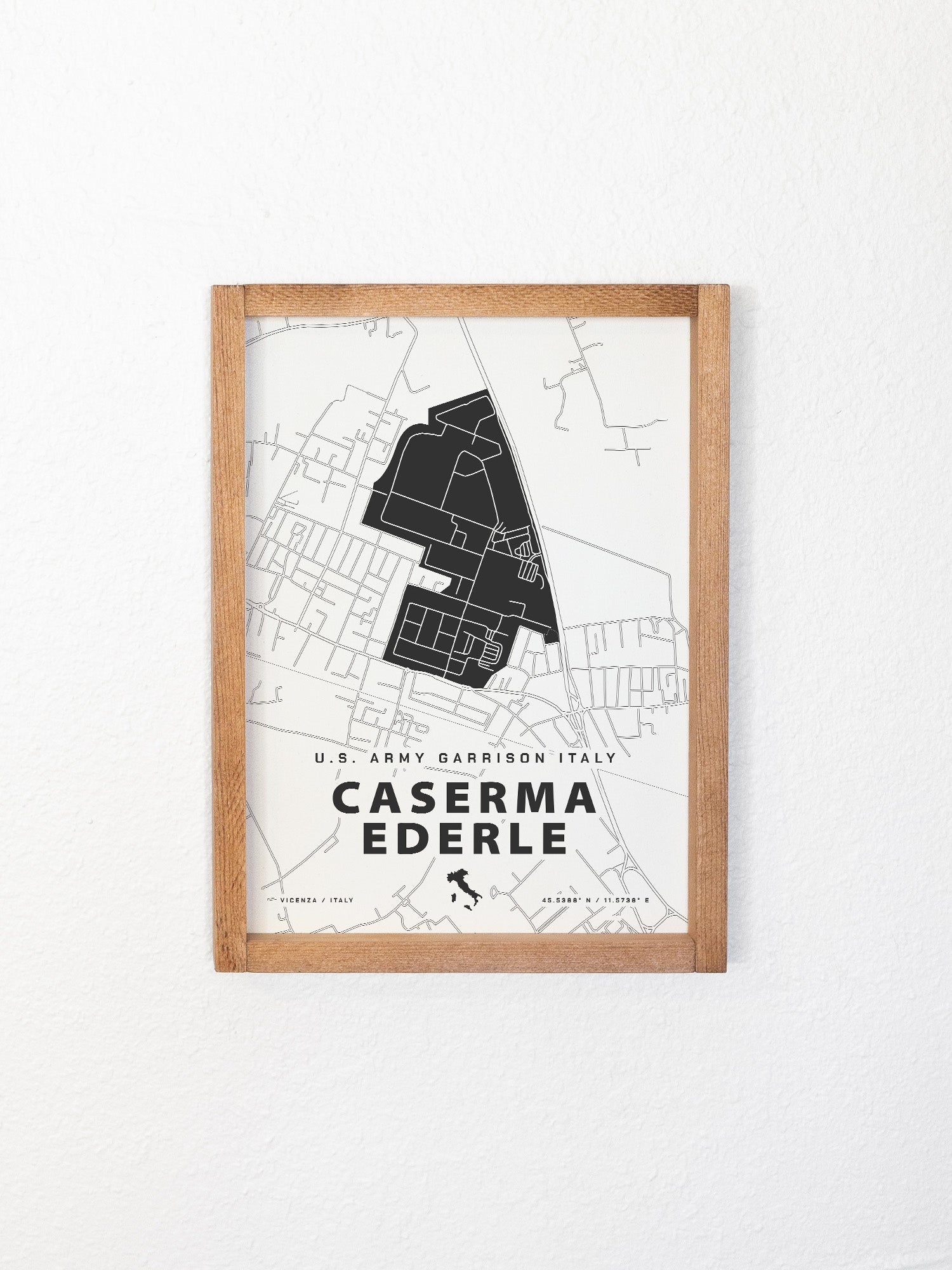 caserma ederle army base map framed wall art