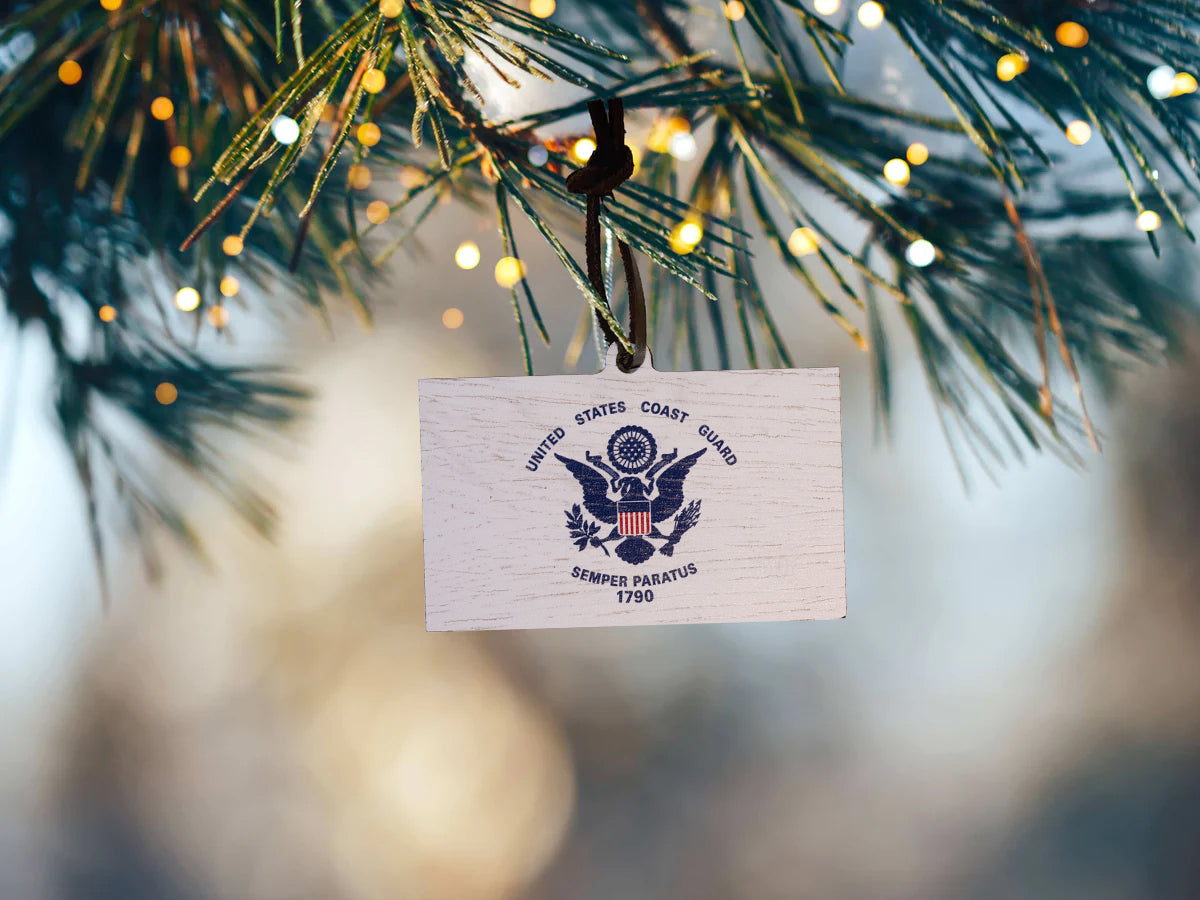 Coast Guard Flag Wooden Christmas Ornament
