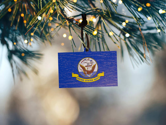 Navy Flag Wooden Christmas Ornament