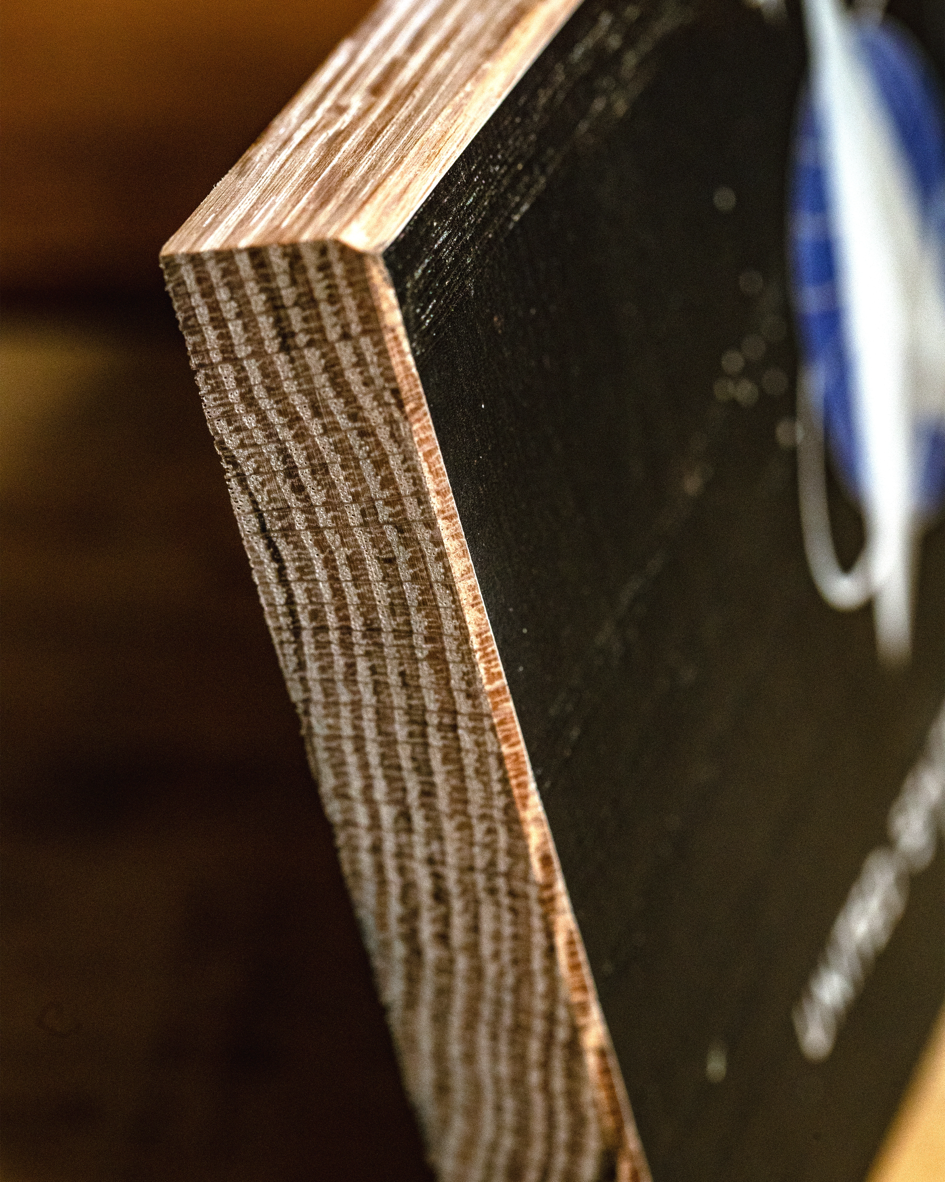 Service Branch Desk Flag showing close-up of Space Force wooden frame corner.
