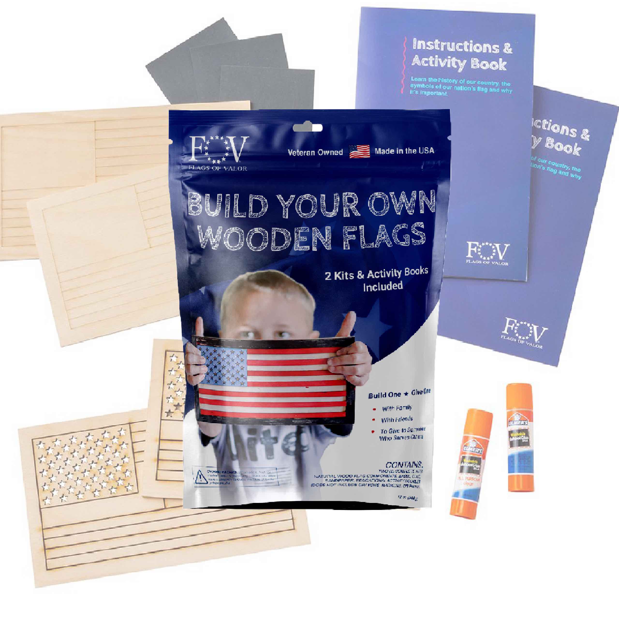 Kids wooden american flag build kit build your own wooden flag