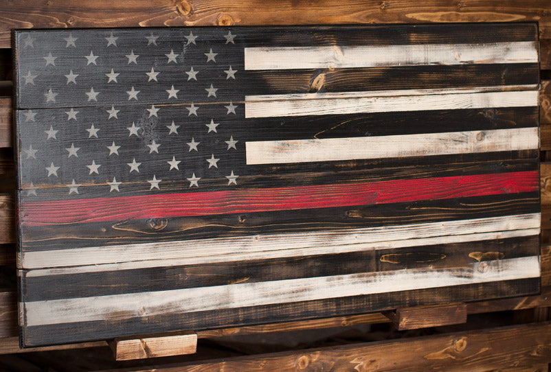 Thin Red Line - The Lines Collection by Flags of Valor - Combat Veteran Made Wood Flags