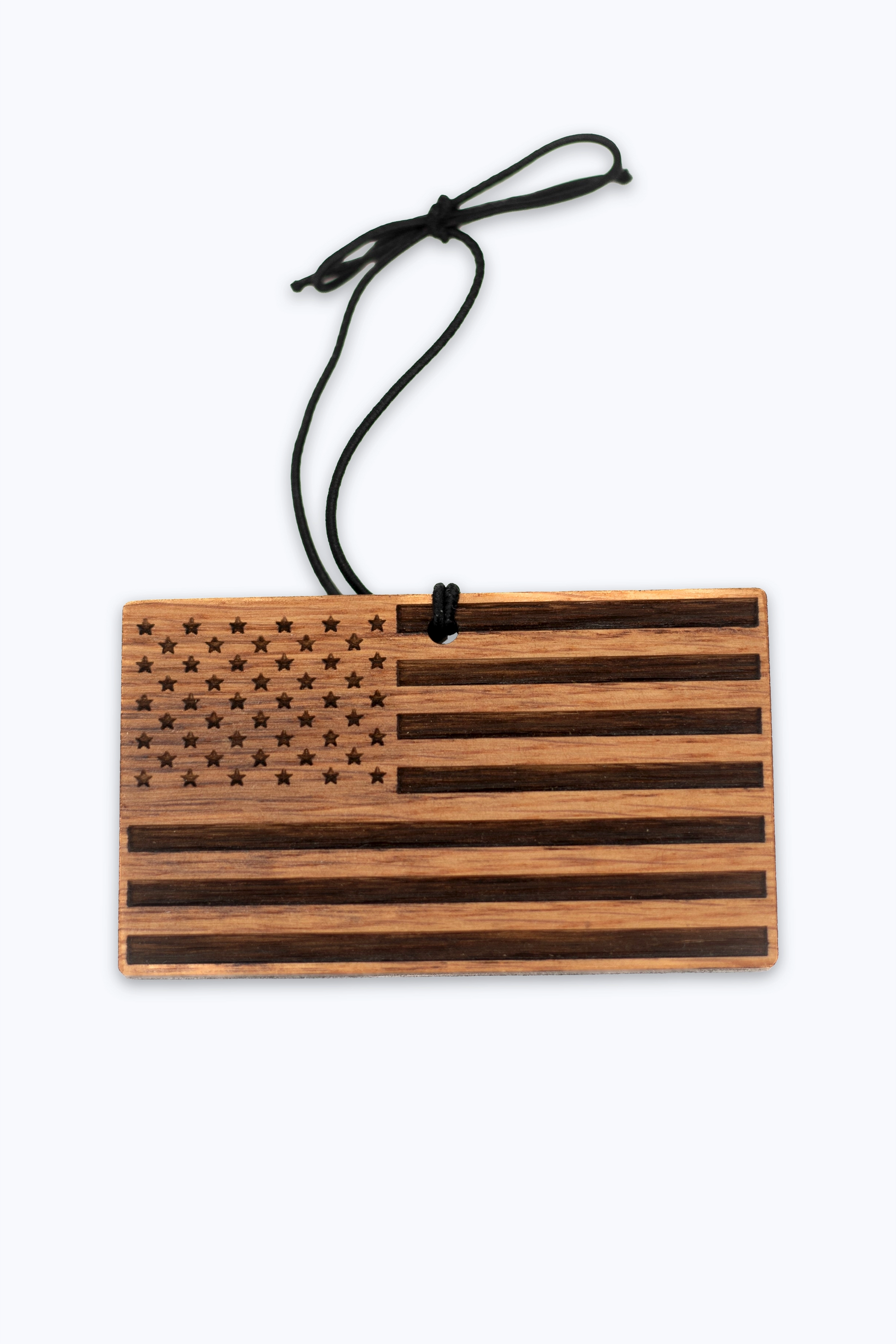 Wooden bourbon barrel American flag ornament