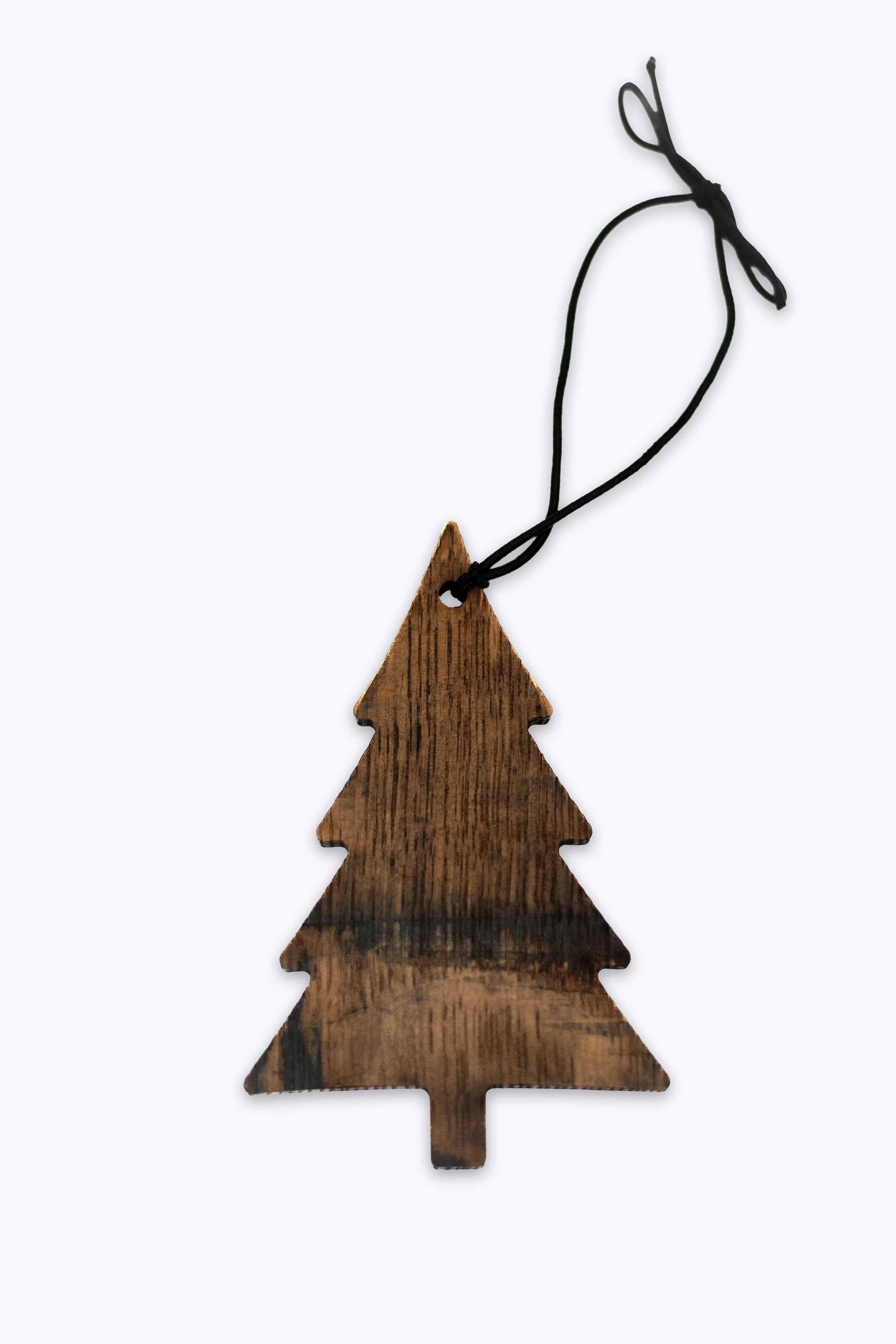 Wooden bourbon barrel Christmas tree ornament