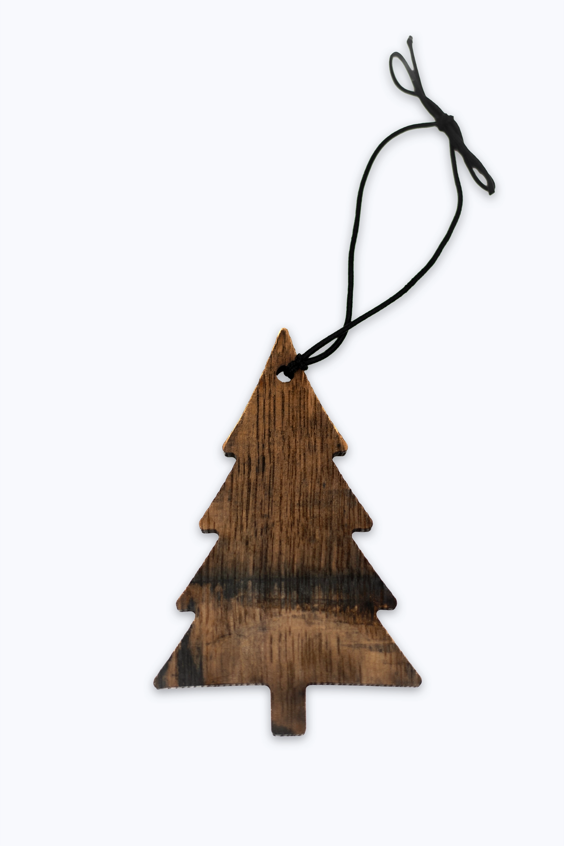 Wooden bourbon barrel Christmas tree ornament