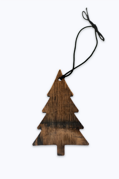 Wooden bourbon barrel Christmas tree ornament