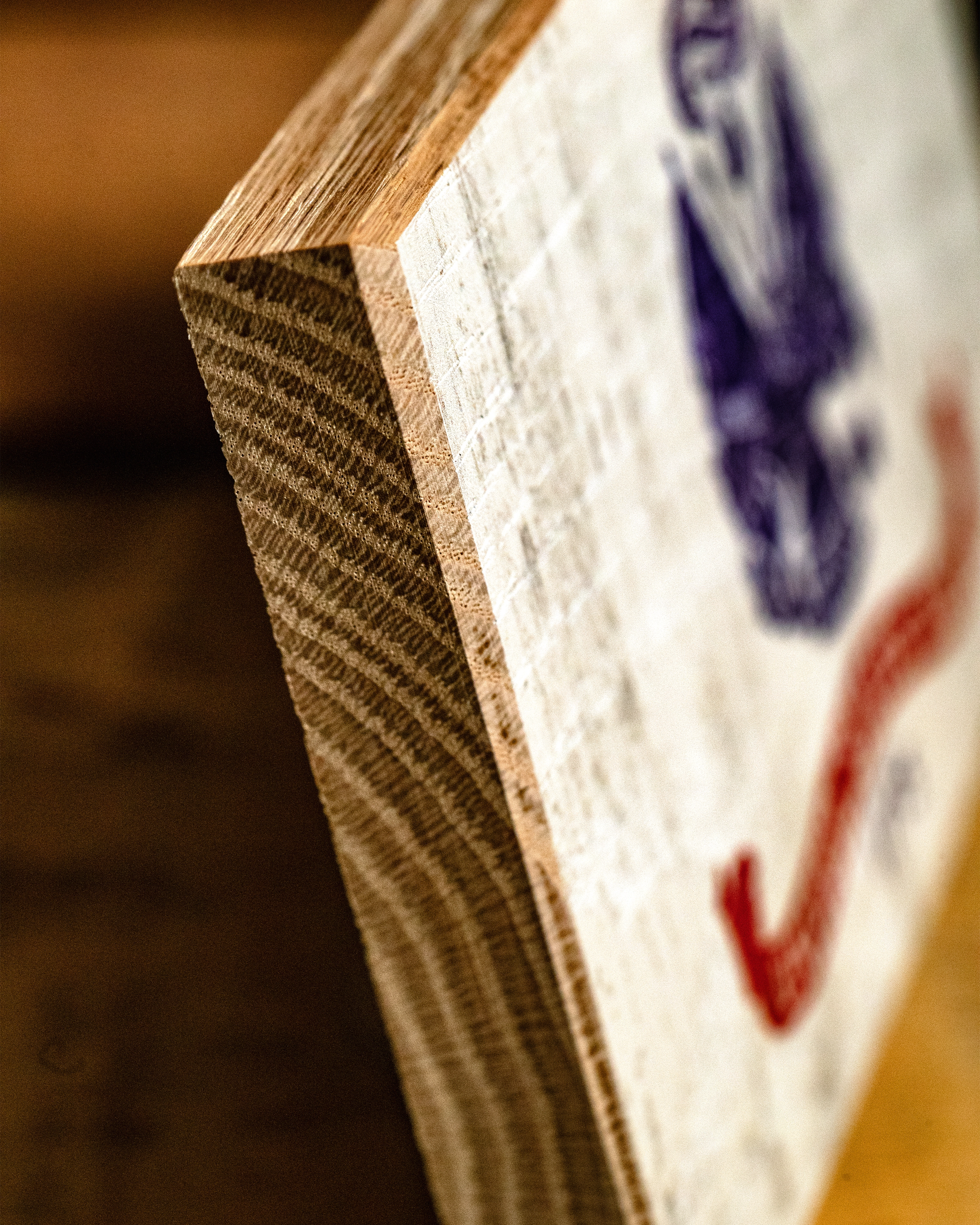 Service Branch Desk Flag showing close-up of Army wooden frame corner.