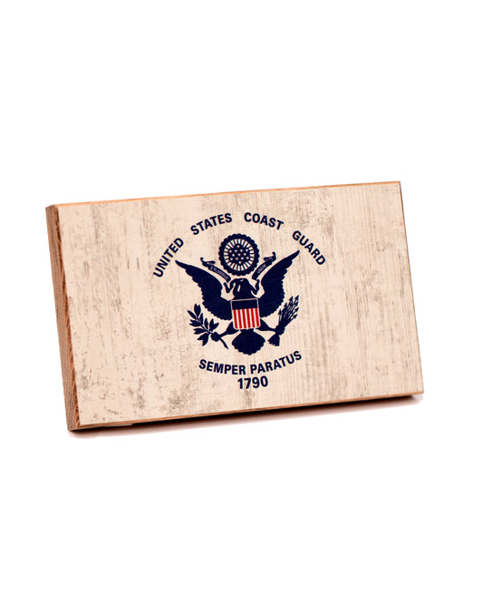 Service Branch Desk Flag featuring United States Coast Guard logo on a black background.