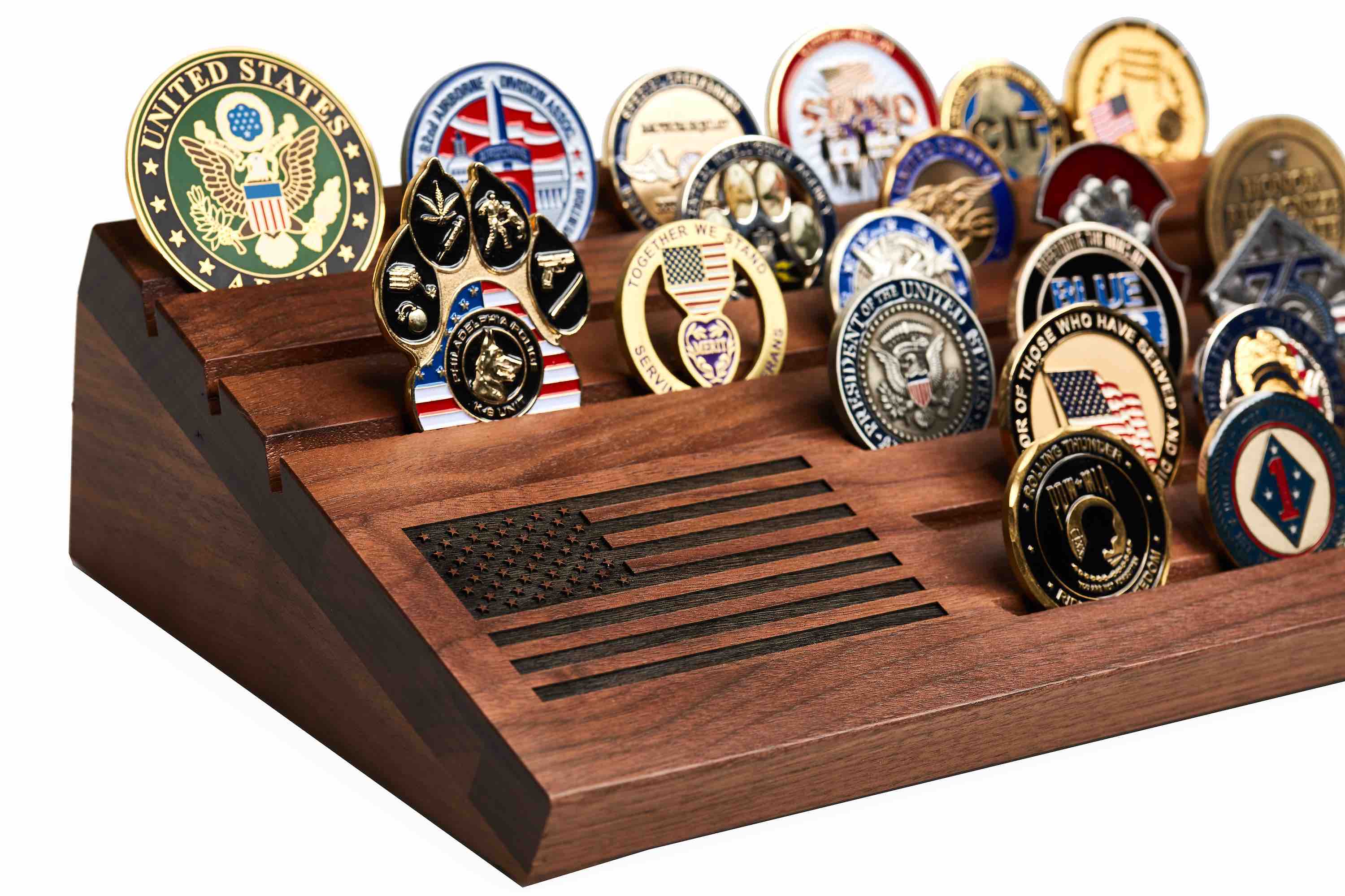 Wooden Desktop Challenge Coin Holder