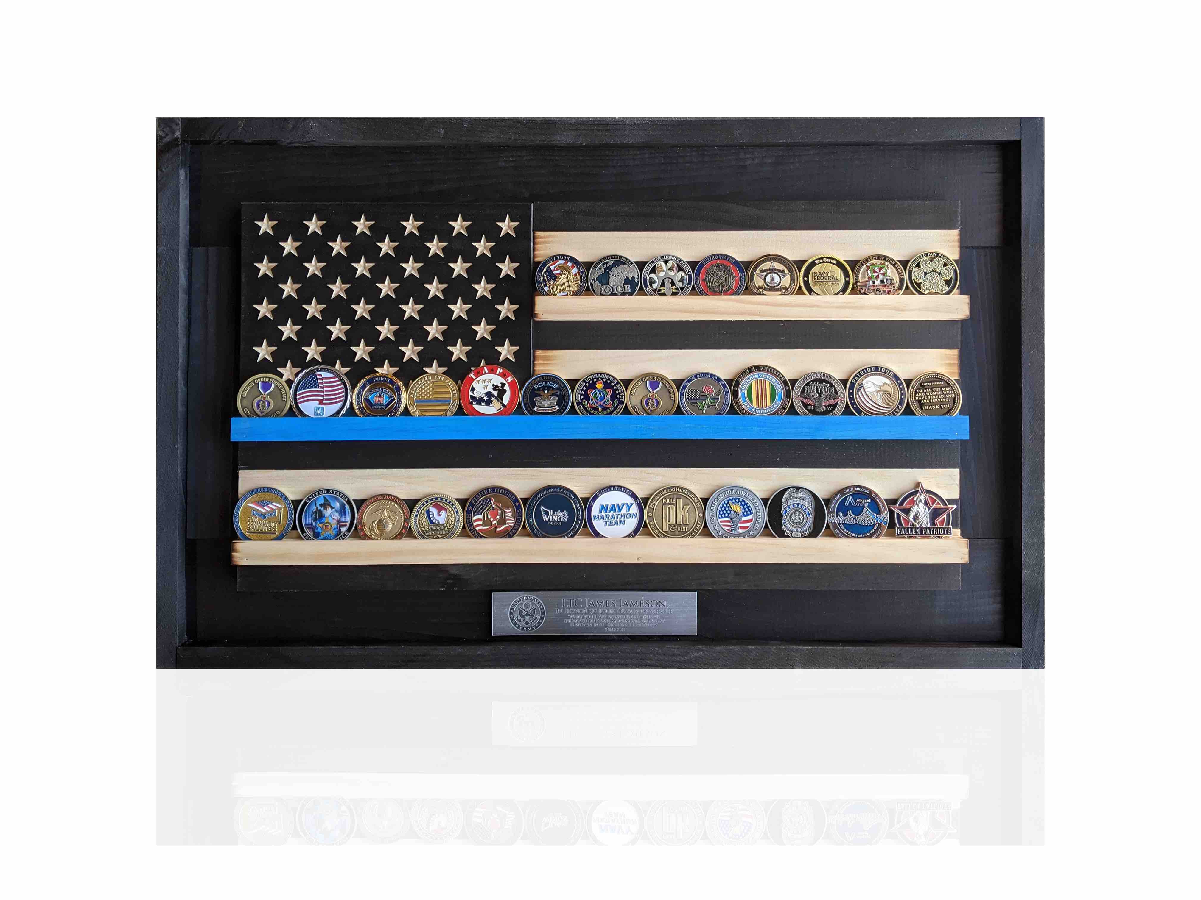 Thin Blue Line Challenge Coin Holder Flag