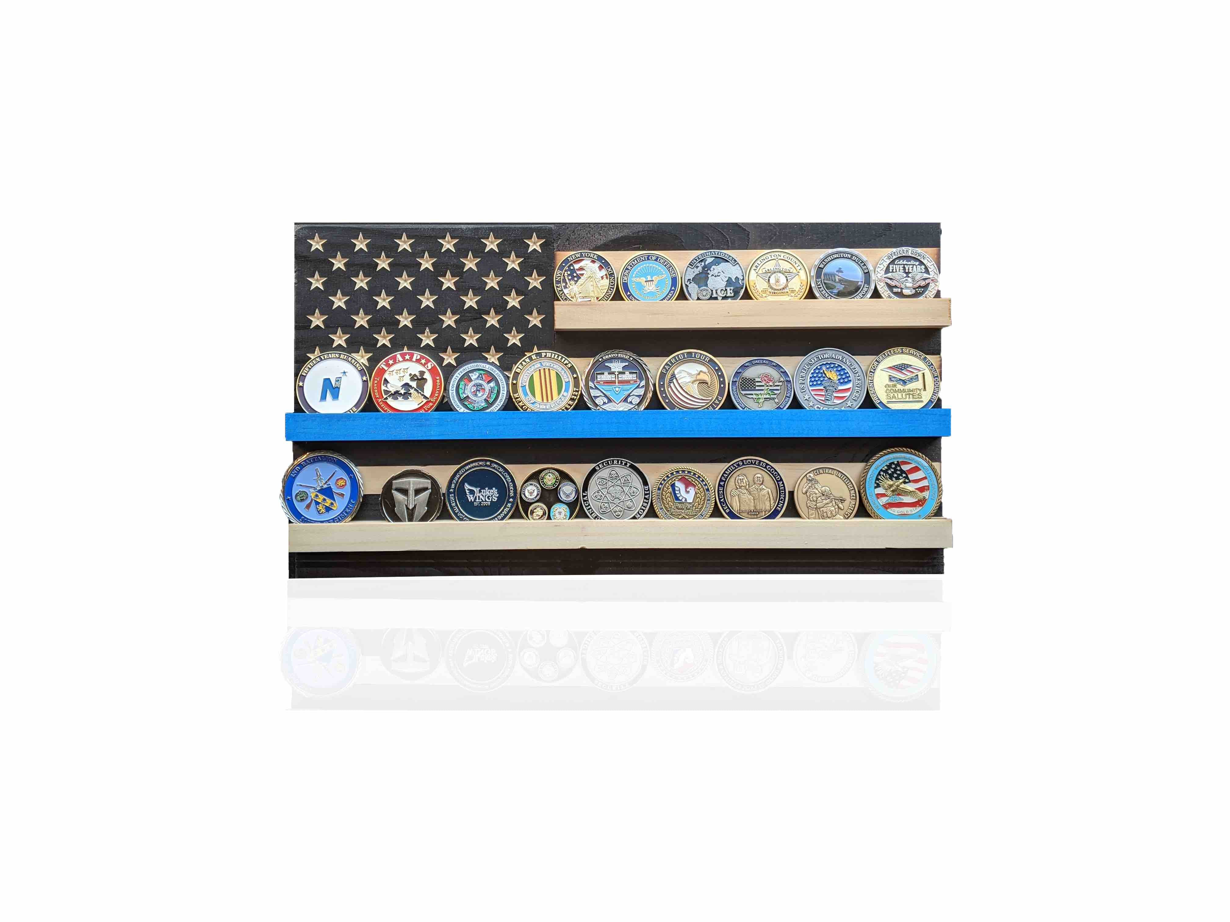 Thin Blue Line Challenge Coin Holder Flag