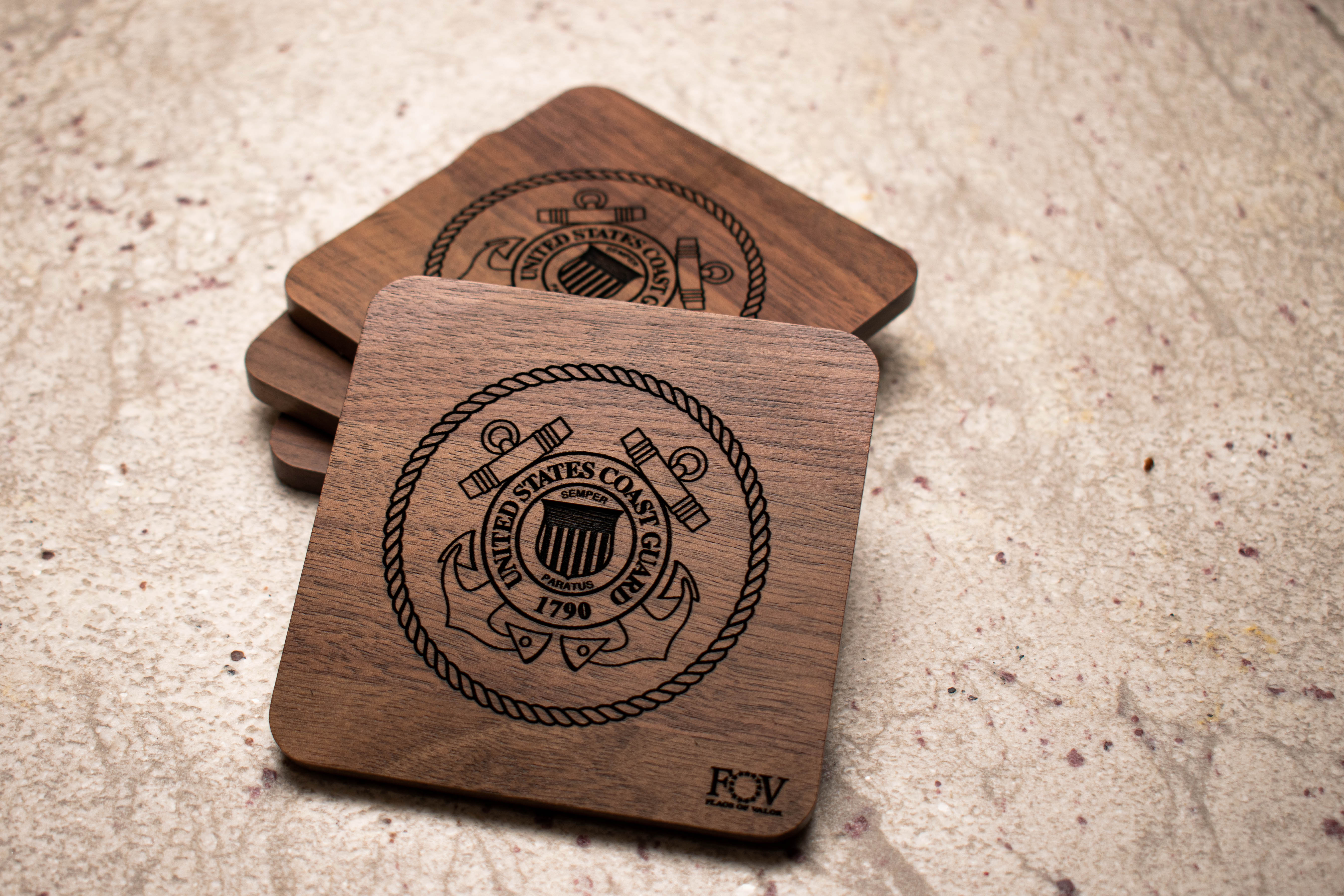 Set of 6 Walnut Wood Beverage Coasters