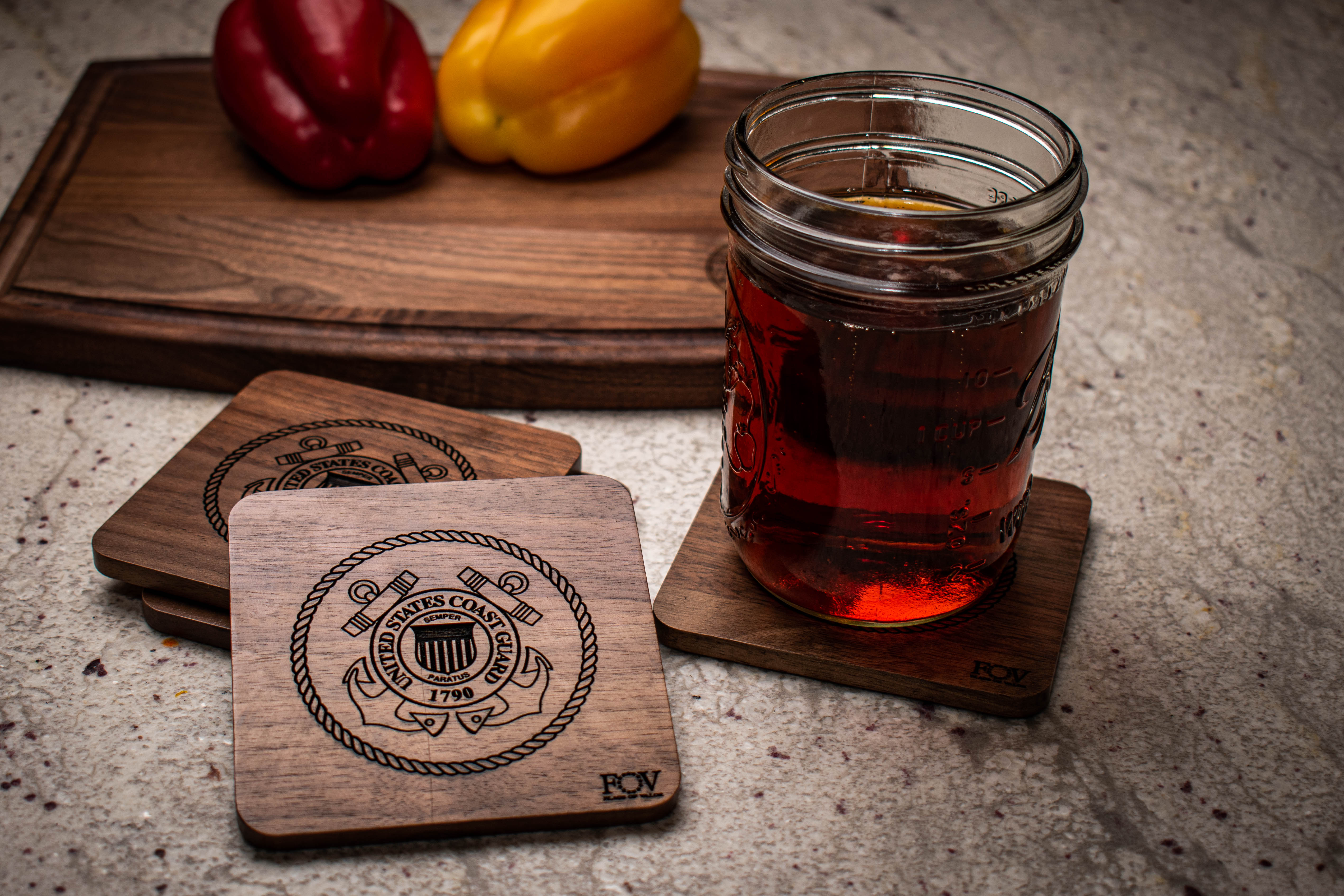 Bottle Breacher Wood Coasters (4 logos to choose from, set of 4