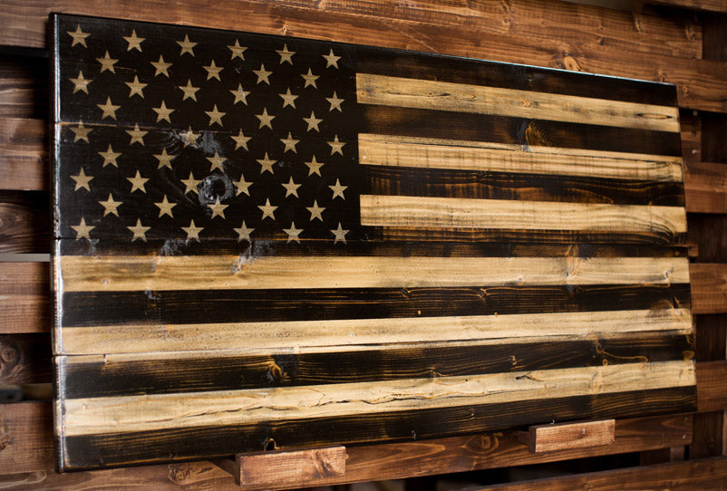 The Front Line Wooden Flag - Handcrafted by Combat Veterans of Flags of Valor - Made in America