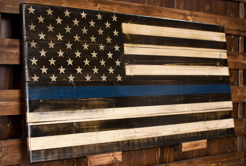 Thin Blue Line - The Lines Collection by Flags of Valor - Combat Veteran Made Wood Flags