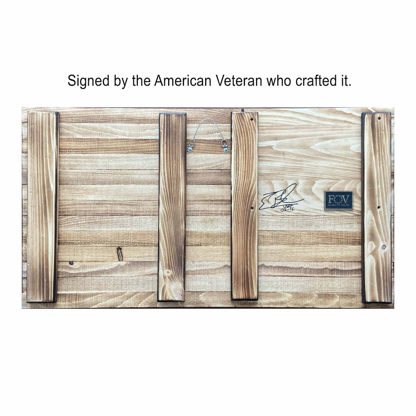 Wooden Coin Holder American Flag Signed by Combat Veteran Craftsman