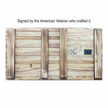 Wooden Coin Holder American Flag Signed by Combat Veteran Craftsman