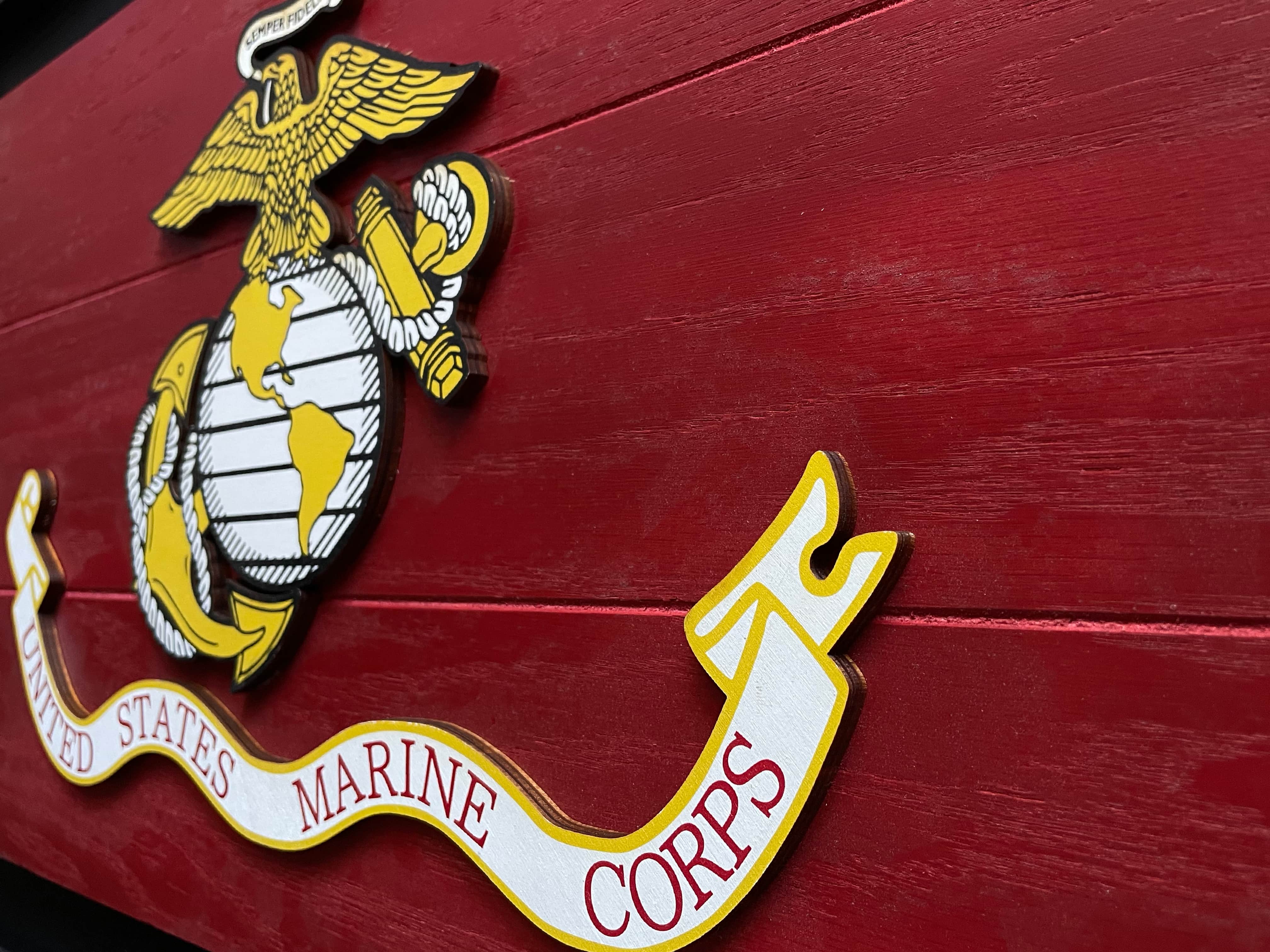 Detail of Wood Marine Corps Flag