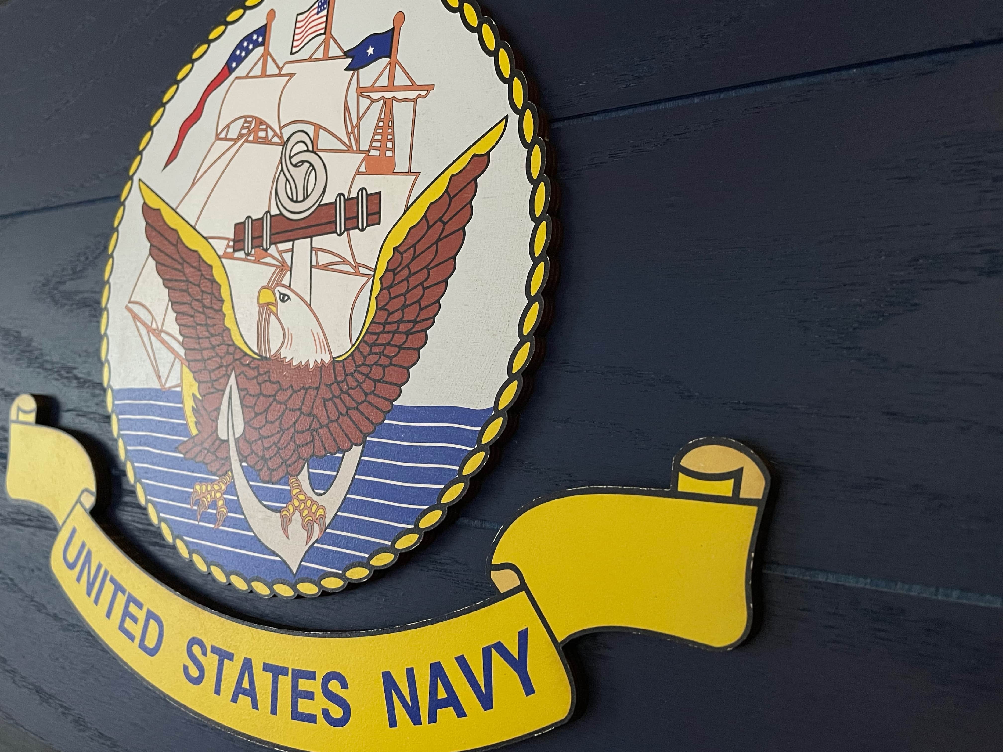 Navy Wooden Flag