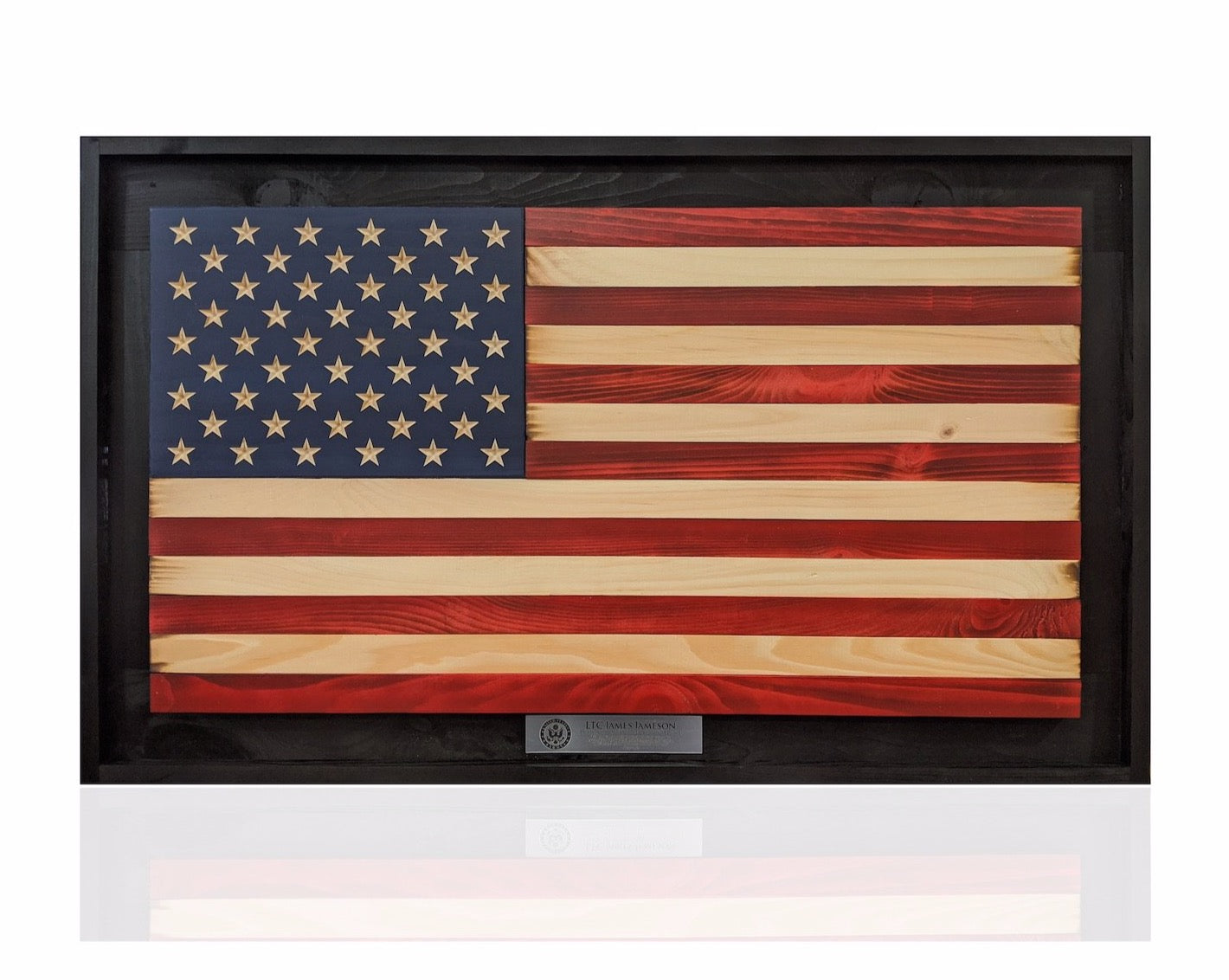 custom personalized wooden american flag made by veterans