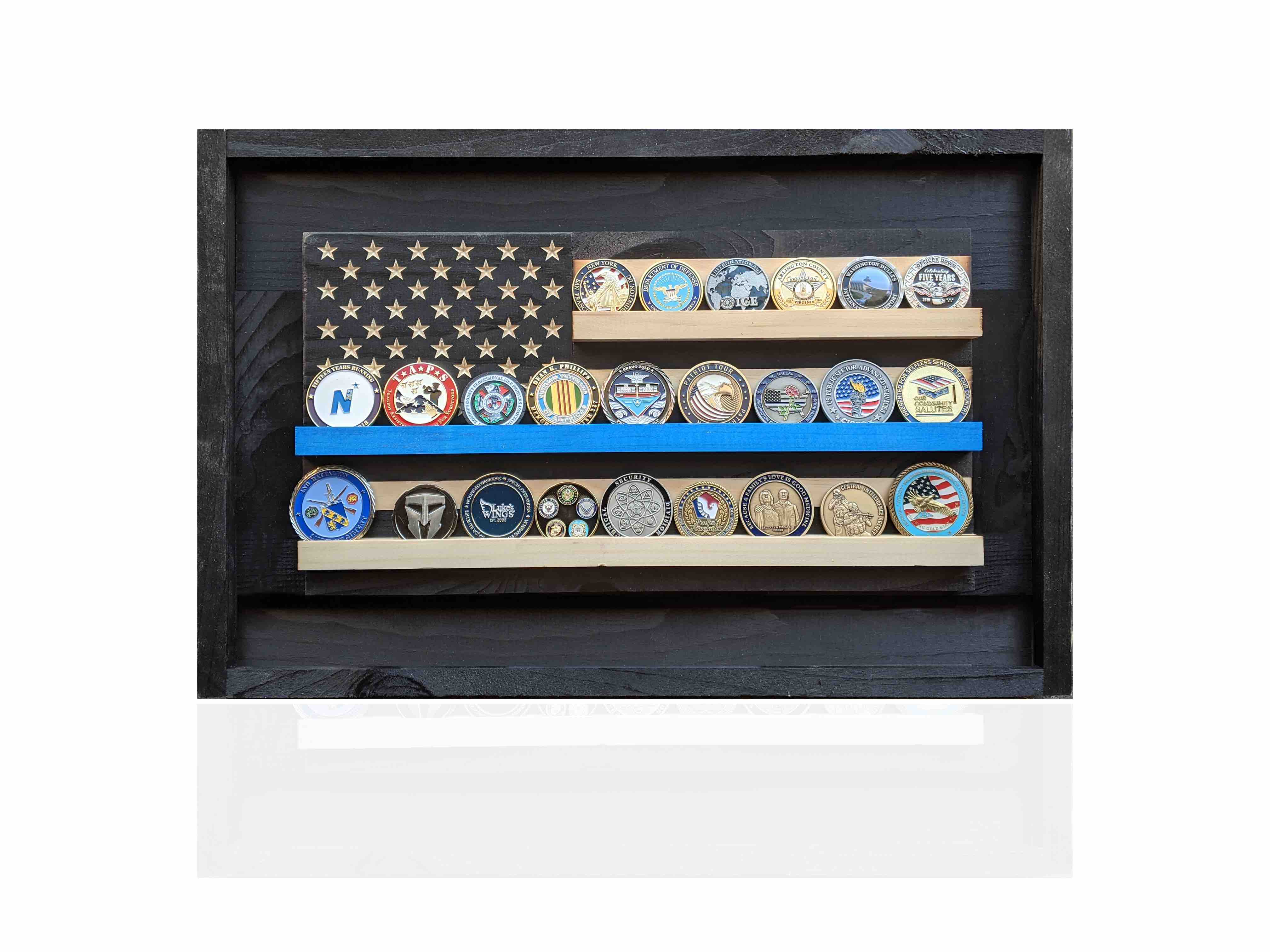 Thin Blue Line Challenge Coin Holder Flag